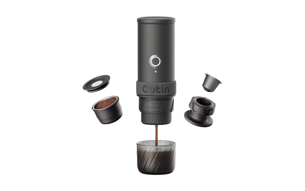 OutIn Mino portable espresso machine in Space Gray