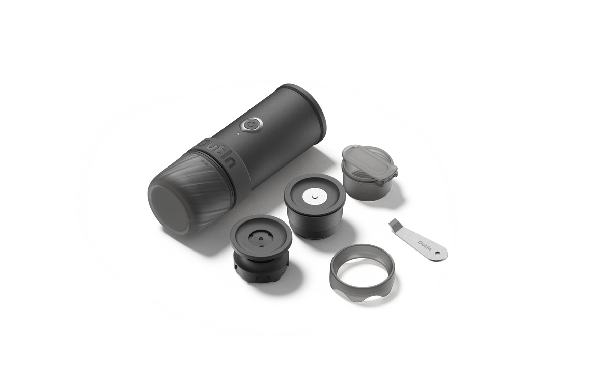 OutIn Mino portable espresso machine in Space Gray