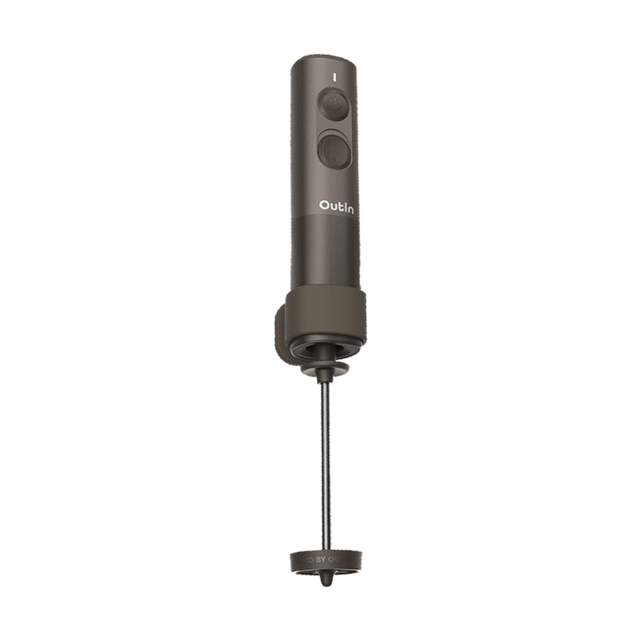 OutIn LattoGo handheld milk frother in Tundra Brown