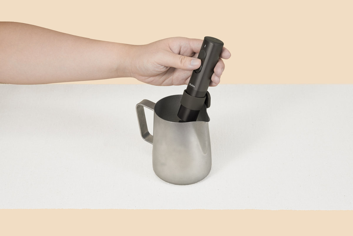 OutIn LattoGo milk frother in Tundra Brown