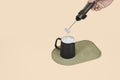 OutIn LattoGo milk frother in Tundra Brown