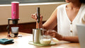 Making a latte at home with the OutIn LattoGo