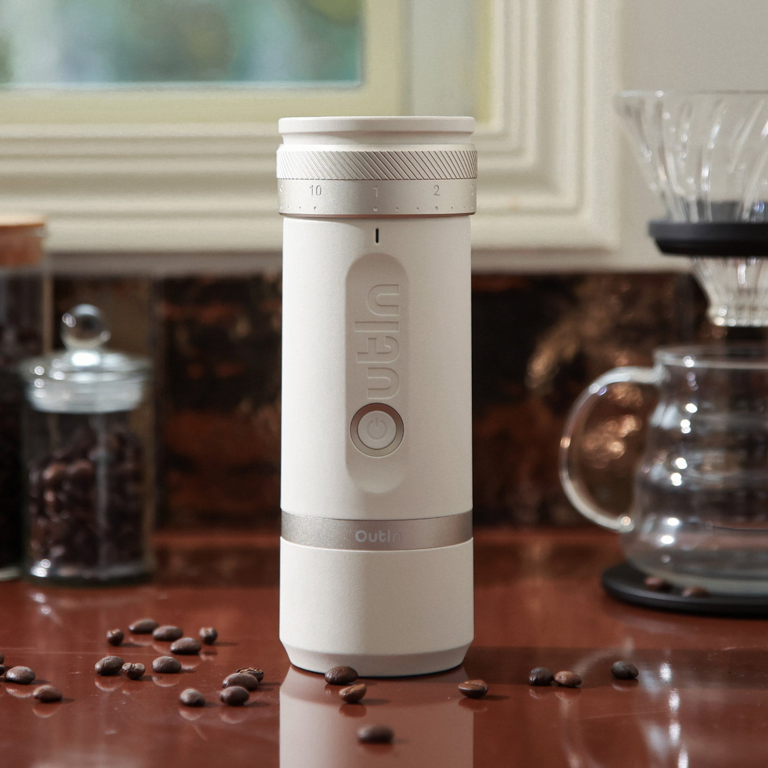 Fino Portable Electric Coffee Grinder Sandstone White