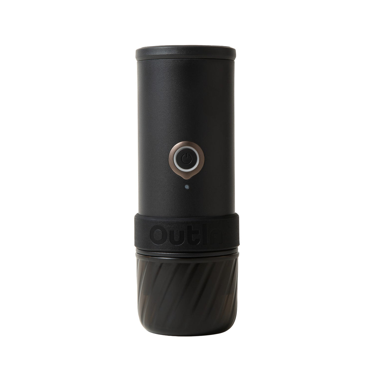 OutIn Mino portable espresso machine in Space Gray, front view